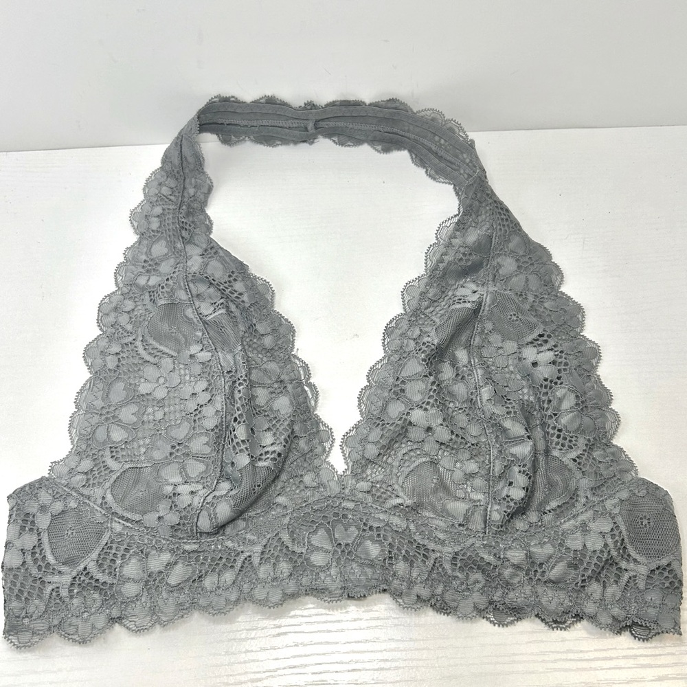 Intimately Free People Grey Lace Bohemian Halter Neck Bralette Size Small